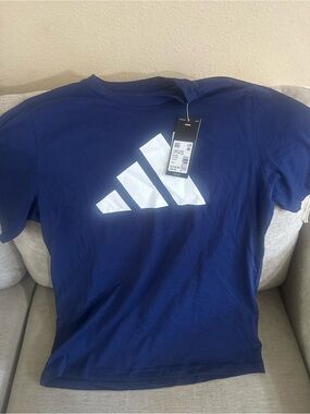 adidas Royal Blue Short-Sleeve Tee with White Logo